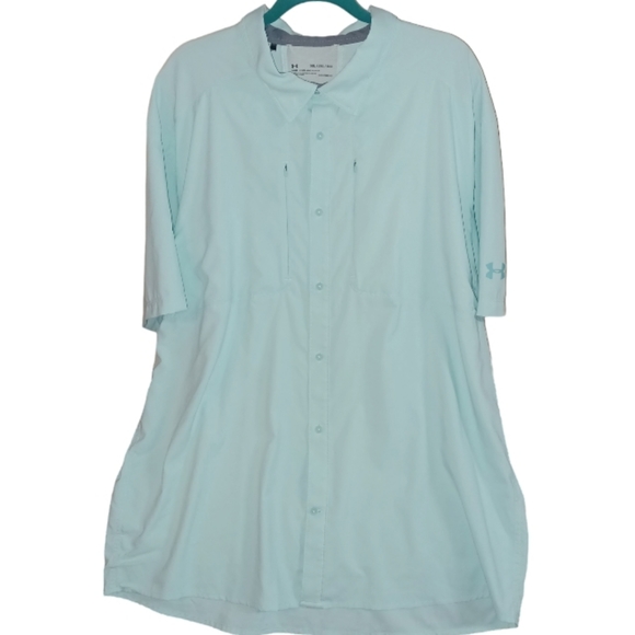 Under Armour Men's 3XL Tide Chaser 2.0 Fish Short Sleeve Aqua UPF 30+ Shirt - Picture 4 of 16